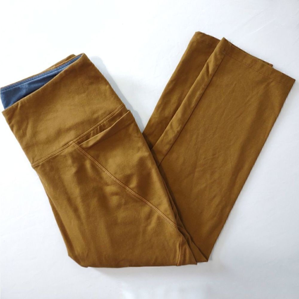 Women With Control Brown Leggings Activewear Full Length Straight Pockets XS‎